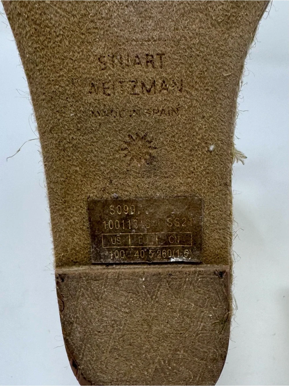 Stuart Weitzman | Nudist Square Toe Espadrille Platform Wedge, Gold,Size 10 -EUC